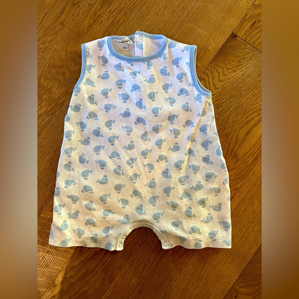 Baby Blue Whale Print Sleeveless Bodysuit
